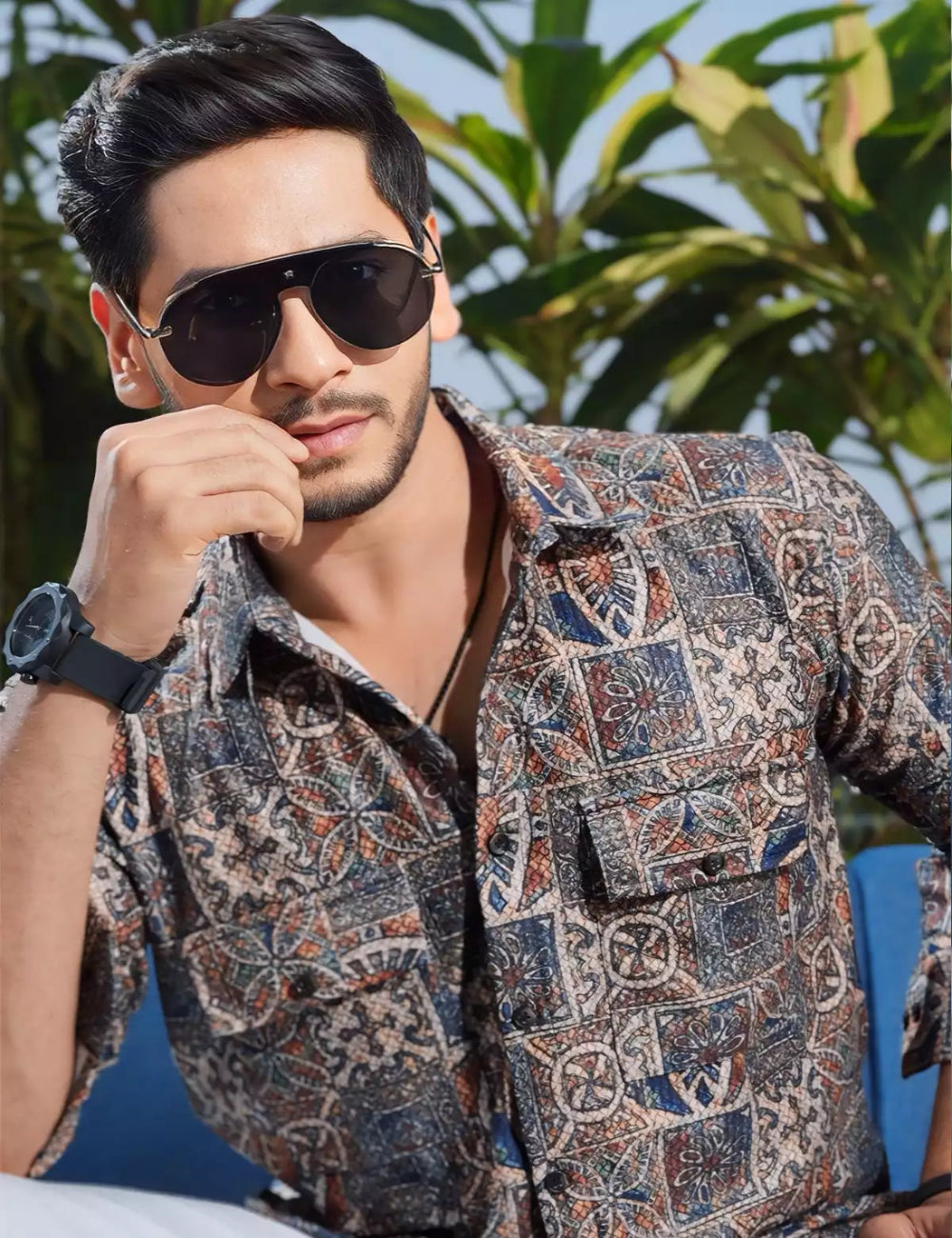 Dark Multicolor Double Pocket Designer Shirt