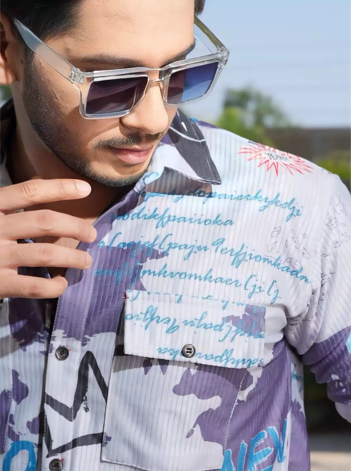 Purple Double Pocket Designer Shirt