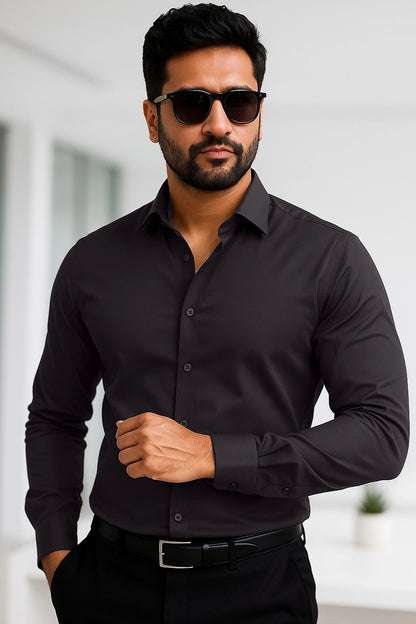 Coal Black Cotton Men's Shirt