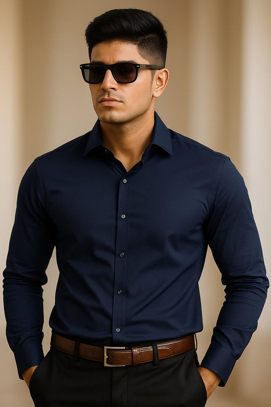 Navy Blue Regular Fit Shirt for Men