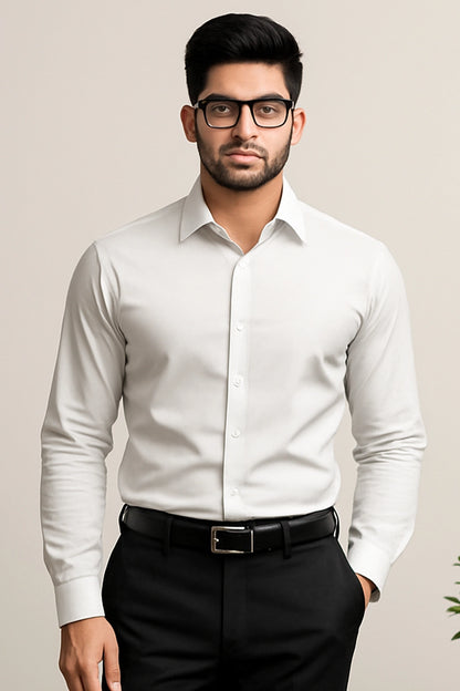Silver Full Sleeves Cotton Shirt