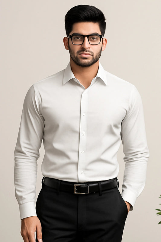 Silver Full Sleeves Cotton Shirt