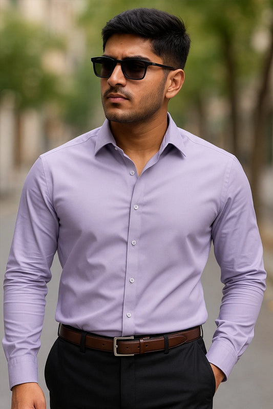 Light Purple Breathable Cotton Shirt