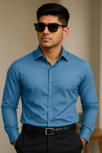 Blue Pure Cotton Shirt