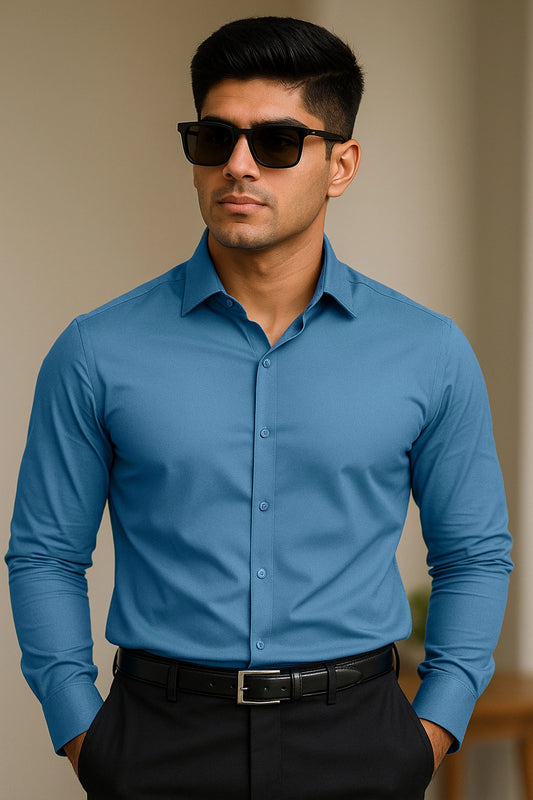 Blue Pure Cotton Shirt