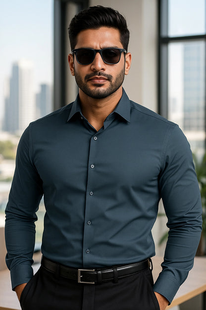Bottle Green Office Wear Mens Shirt