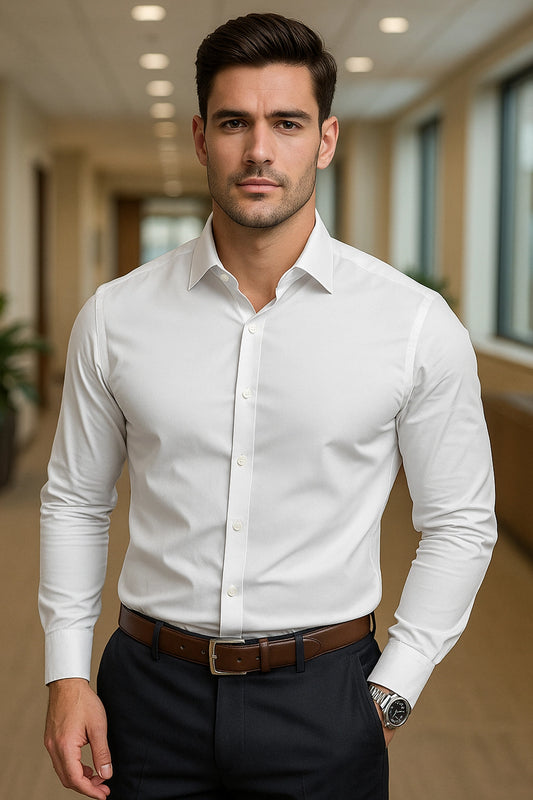 White Color Regular Fit Cotton Shirt