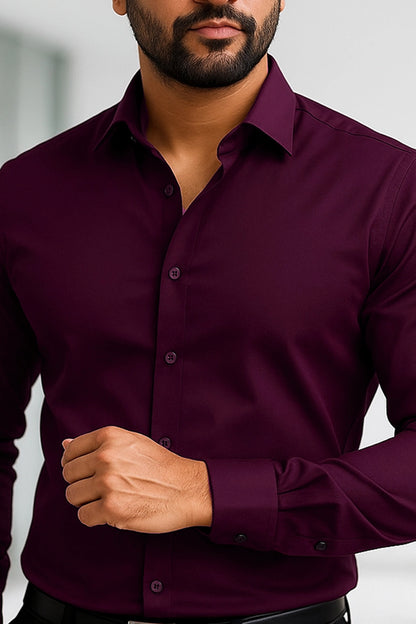 Maroon Slim Fit Cotton Shirt
