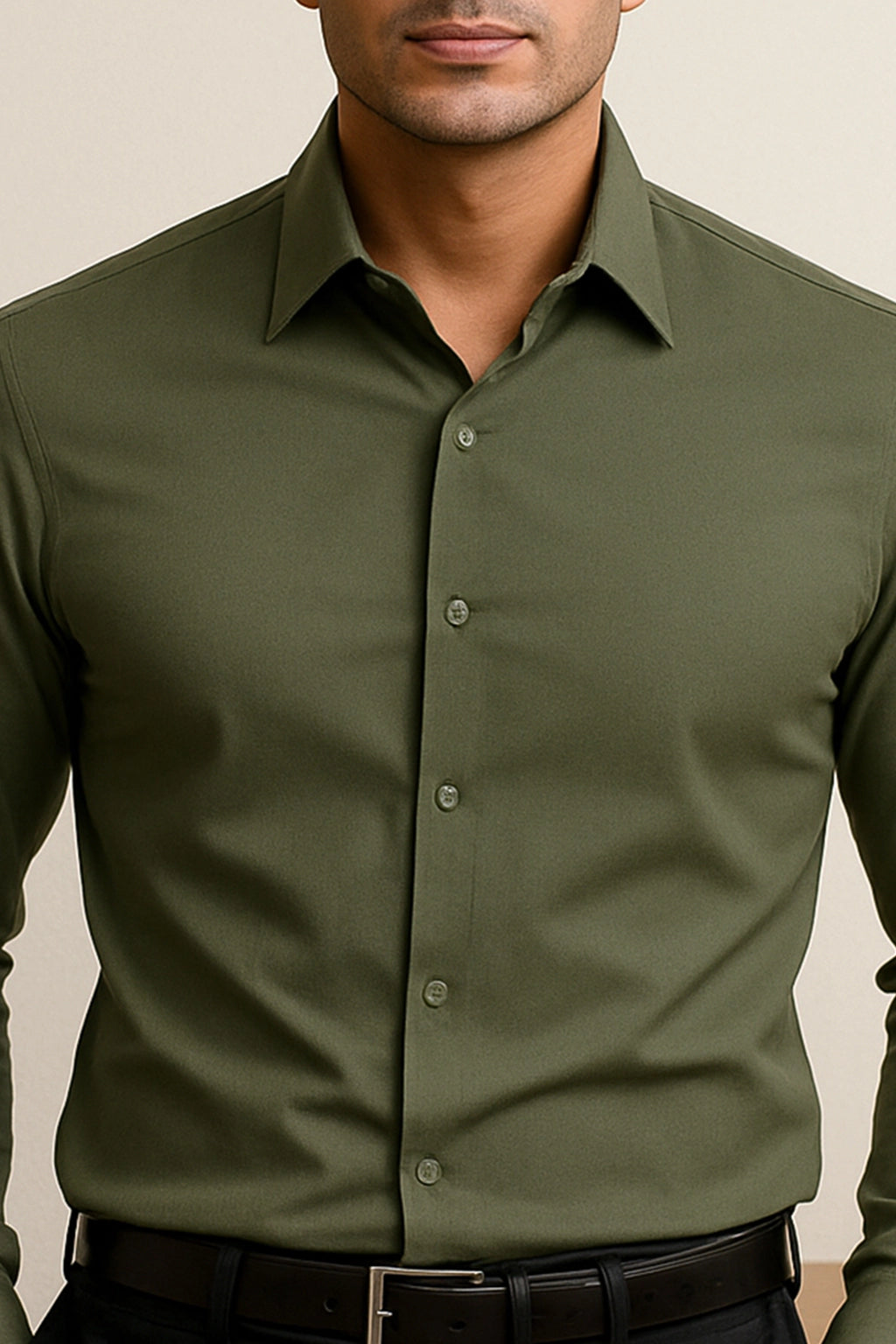 Olive Green Slim Fit Shirt