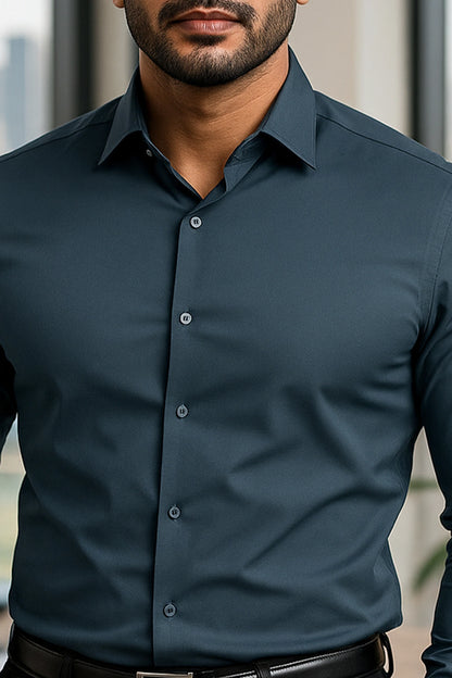 Bottle Green Office Wear Mens Shirt
