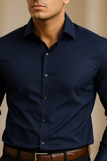 Navy Blue Regular Fit Shirt for Men
