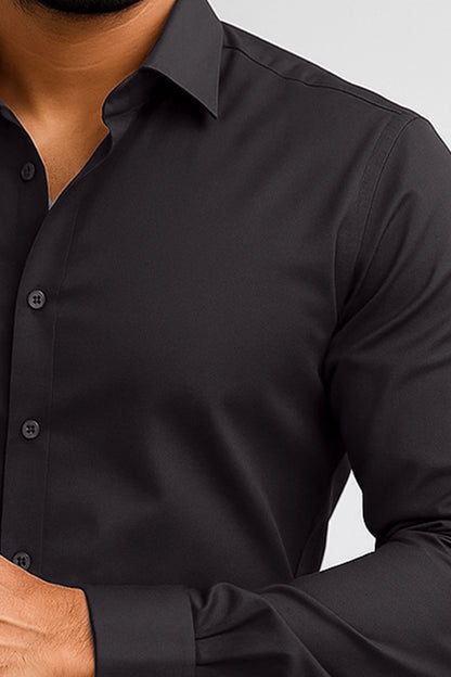 Coal Black Cotton Men's Shirt