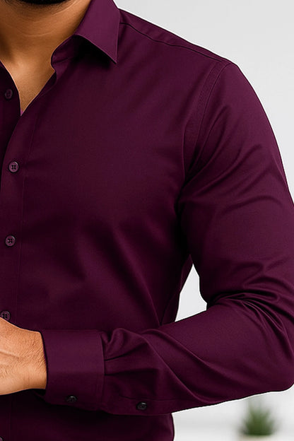 Maroon Slim Fit Cotton Shirt