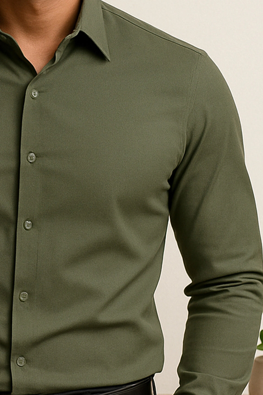 Olive Green Slim Fit Shirt