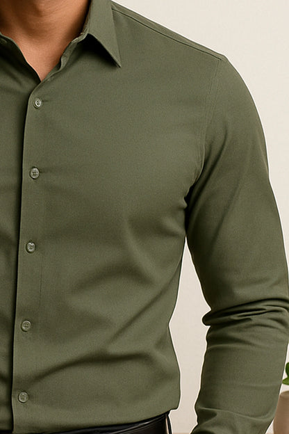 Olive Green Slim Fit Shirt