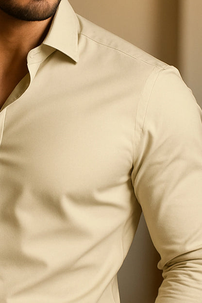 Pale Yellow Formal Cotton Shirt