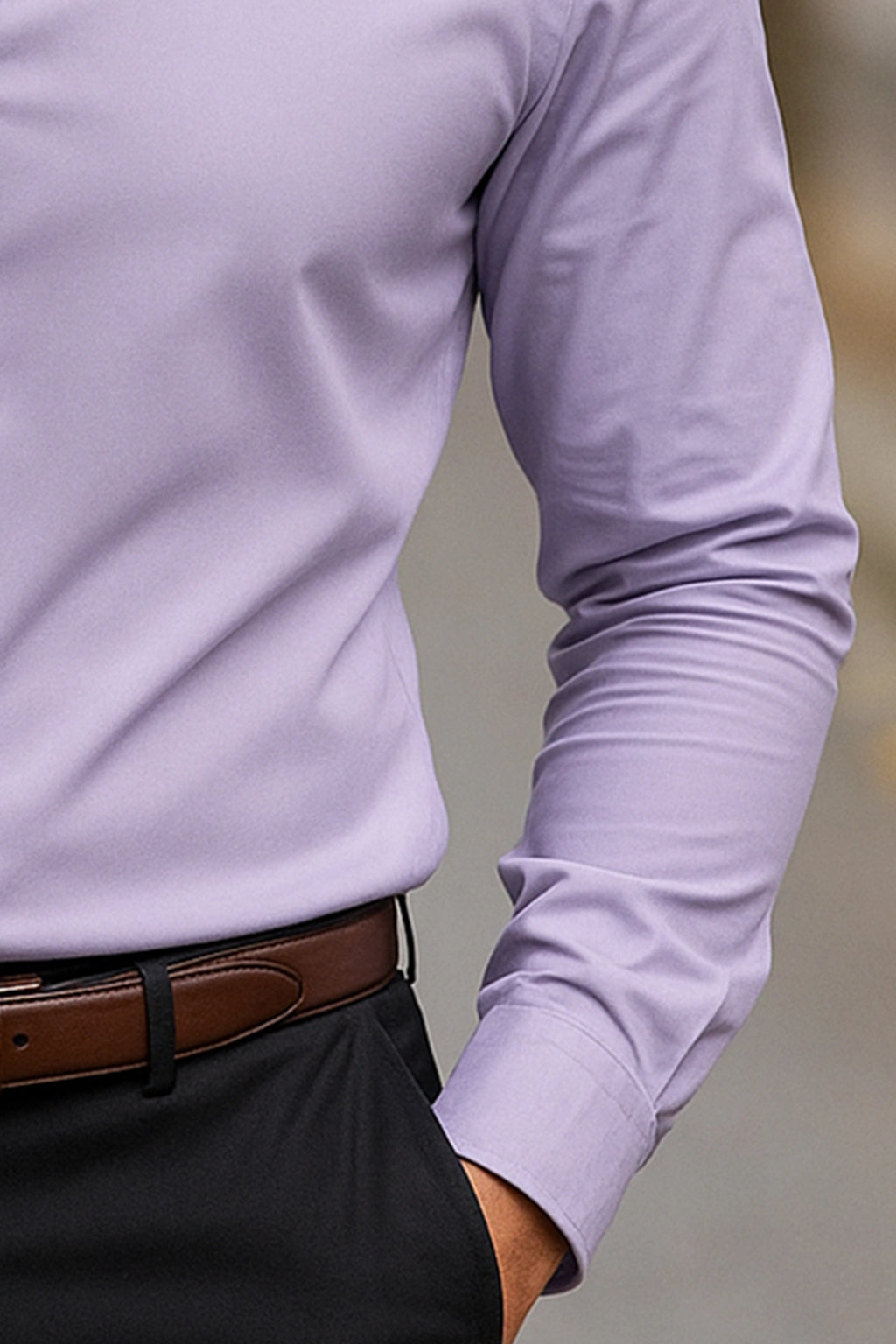 Light Purple Breathable Cotton Shirt