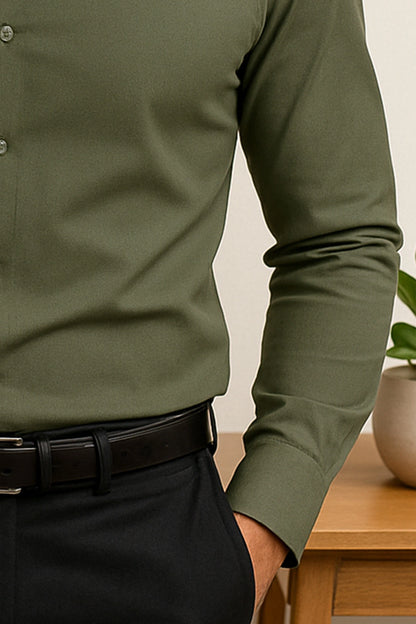 Olive Green Slim Fit Shirt