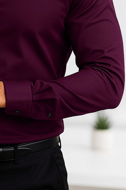 Maroon Slim Fit Cotton Shirt