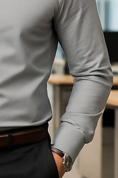 Dark Grey Slim Fit Cotton Shirt