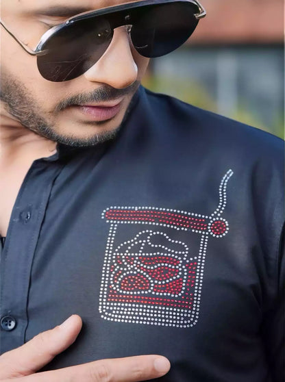 Black Dotted Designer Shirt