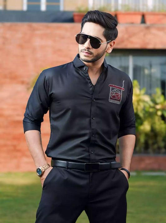 Black Dotted Designer Shirt