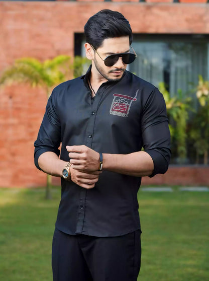 Black Dotted Designer Shirt