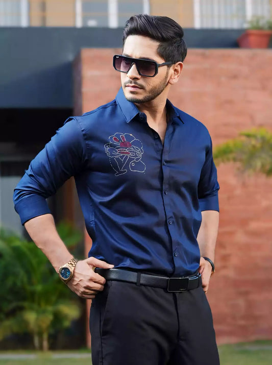 Blue Dotted Designer Shirt
