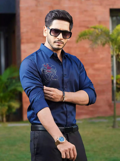 Blue Dotted Designer Shirt