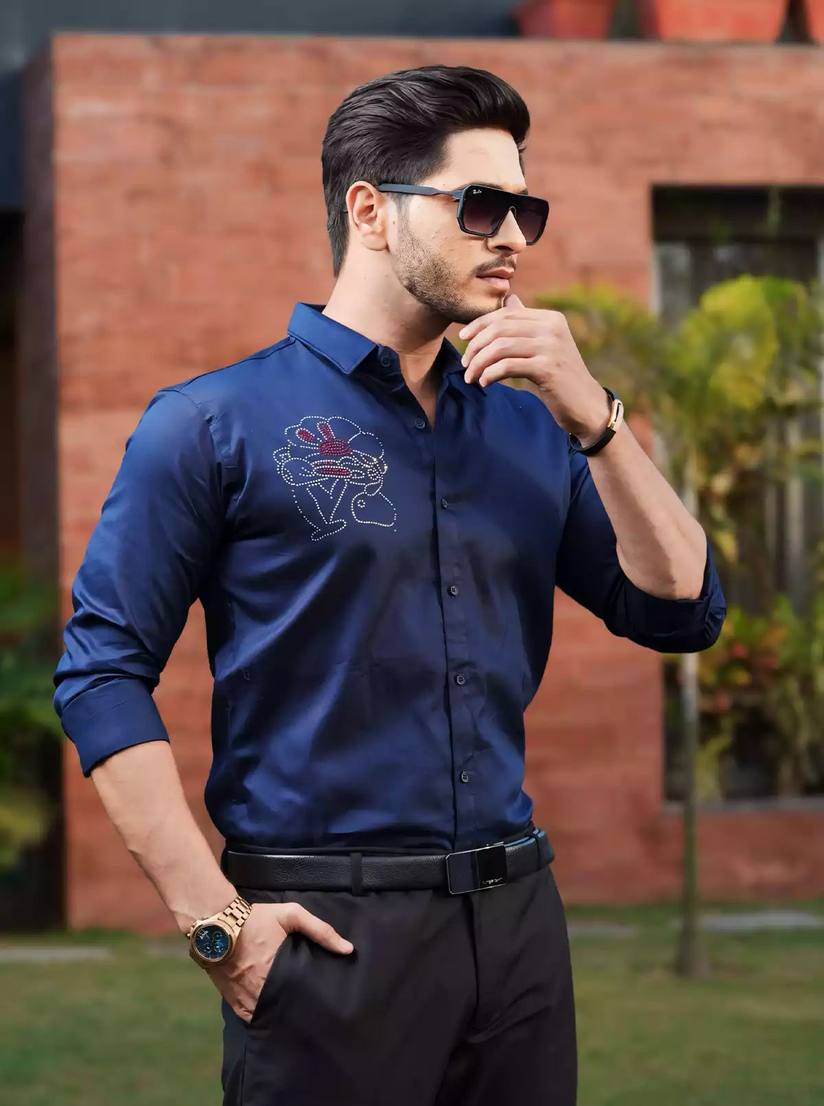 Blue Dotted Designer Shirt