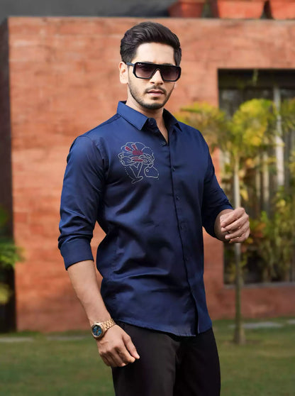 Blue Dotted Designer Shirt