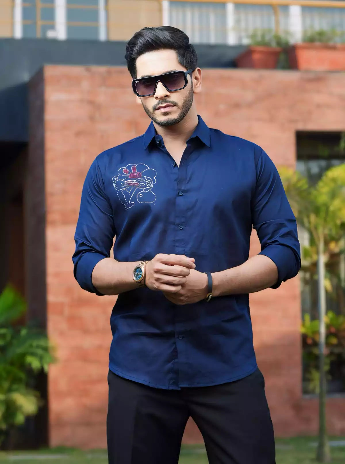 Blue Dotted Designer Shirt