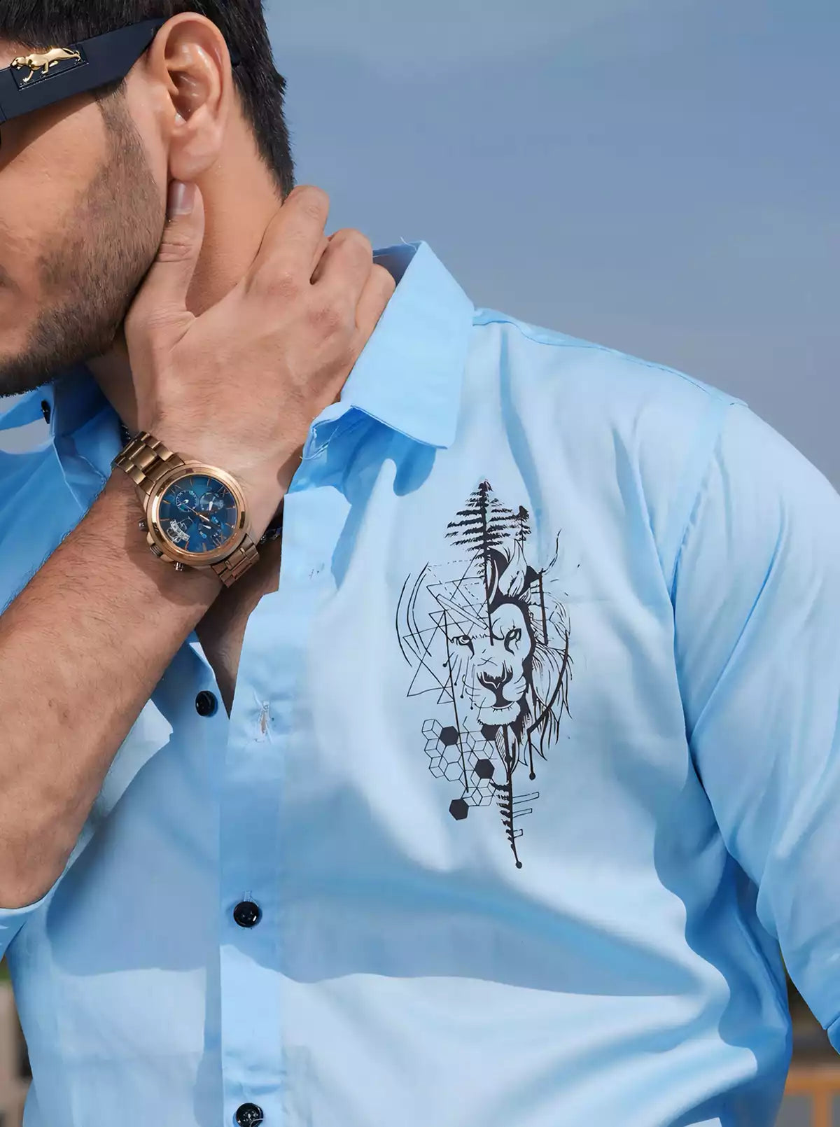 Blue Lion Printed Designer Shirt