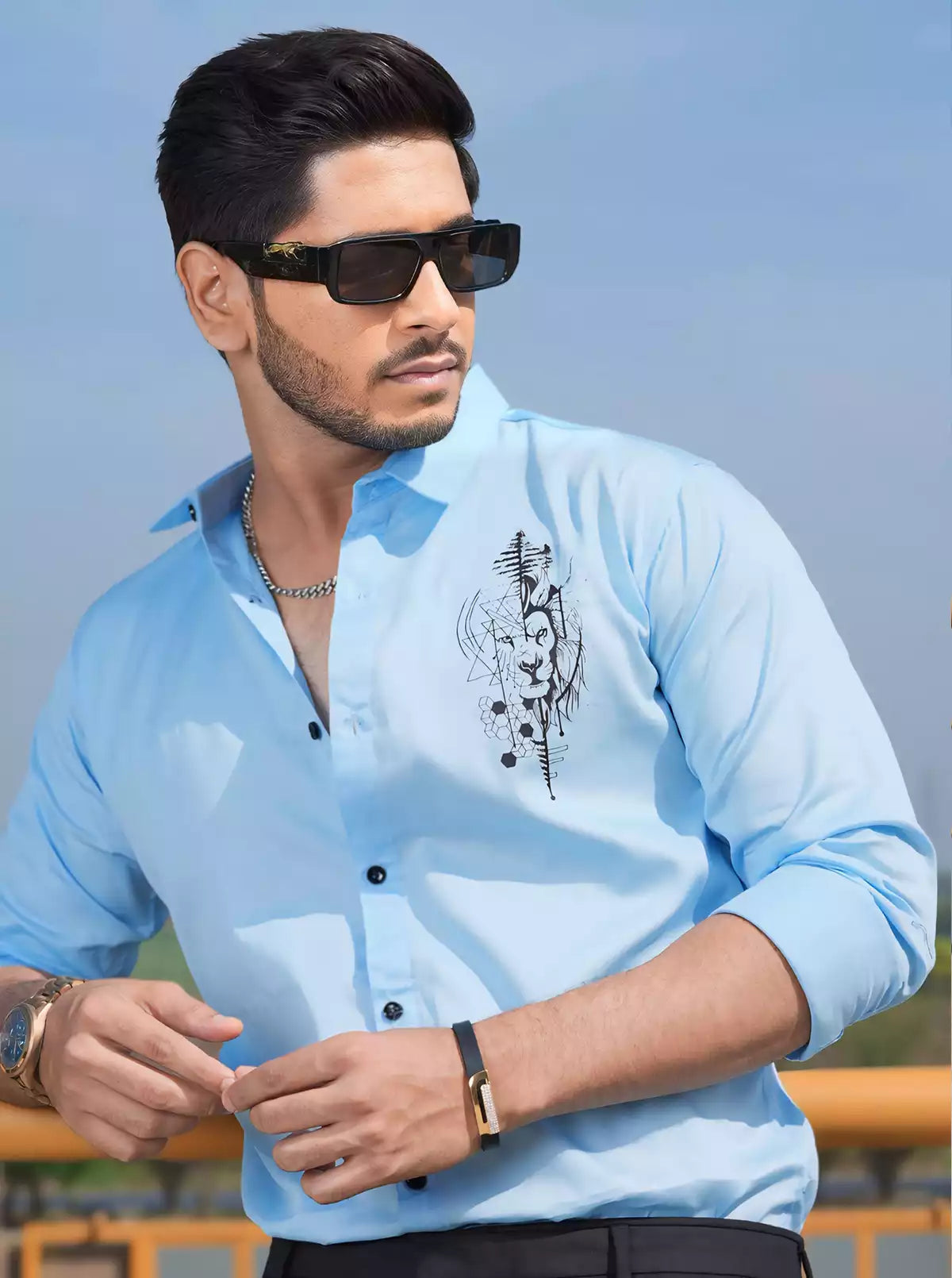 Blue Lion Printed Designer Shirt
