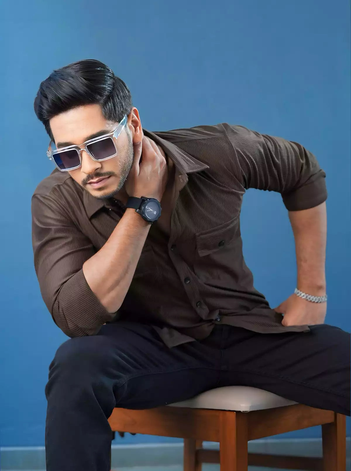 Brown Double Pocket Designer Shirt