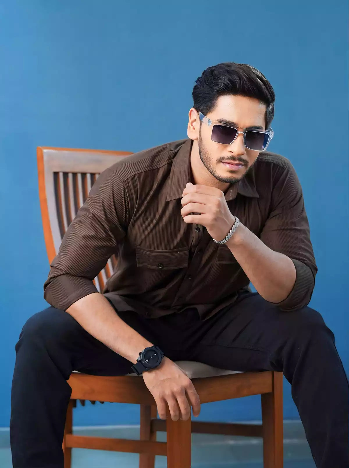 Brown Double Pocket Designer Shirt
