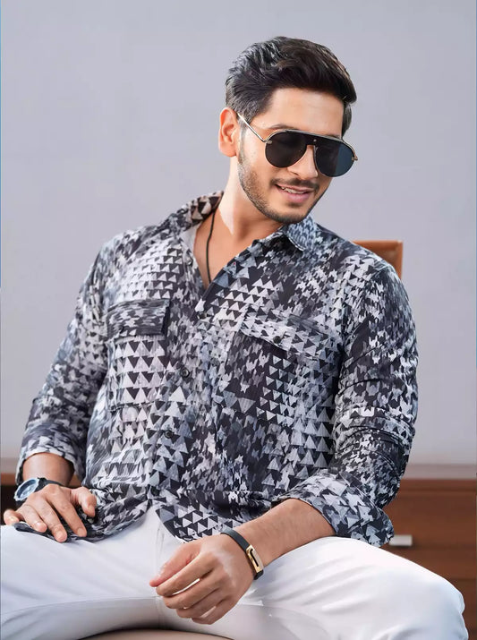 Gray triangle Double Pocket Designer Shirt