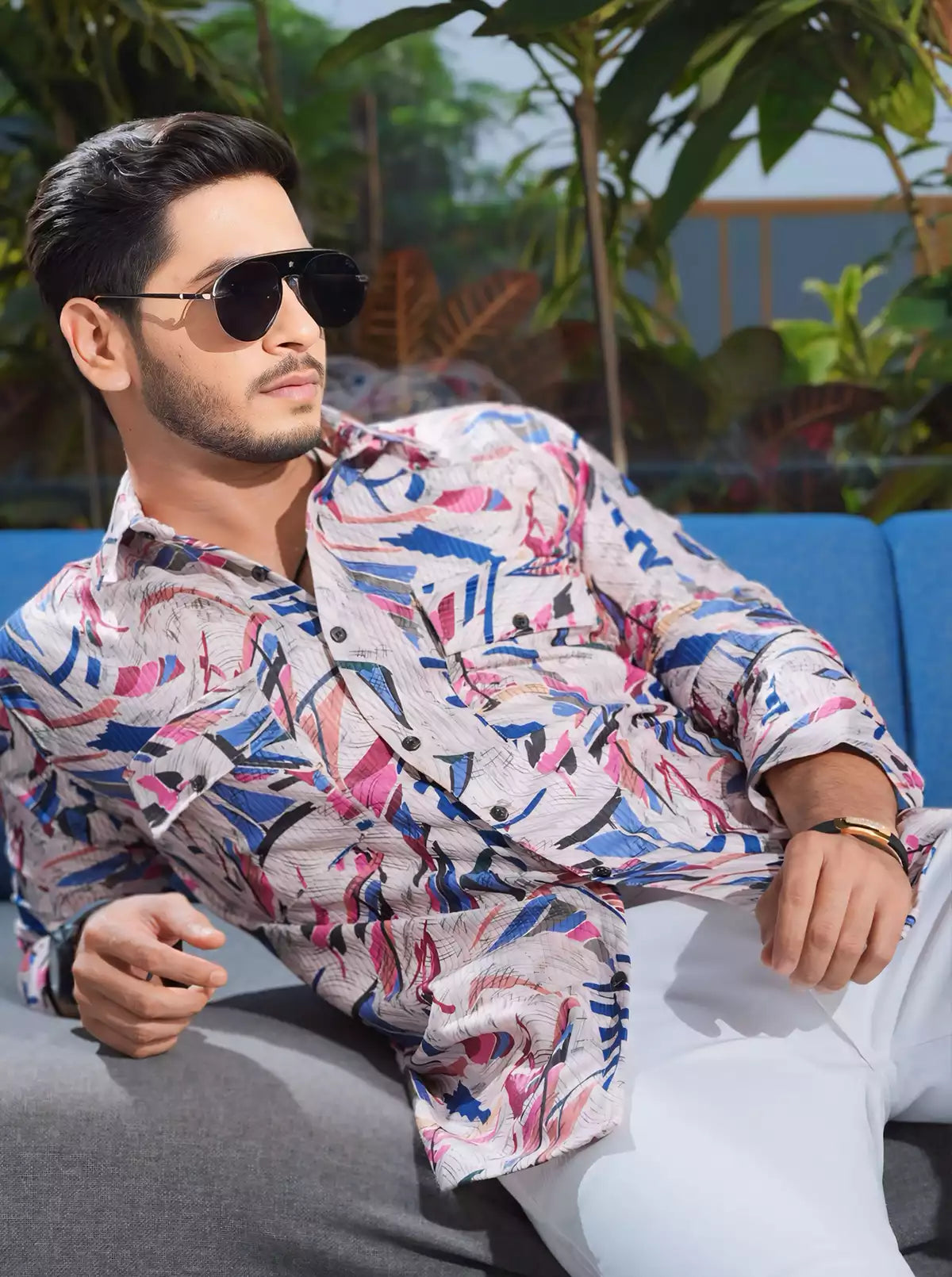 Multicolor Double Pocket Designer Shirt