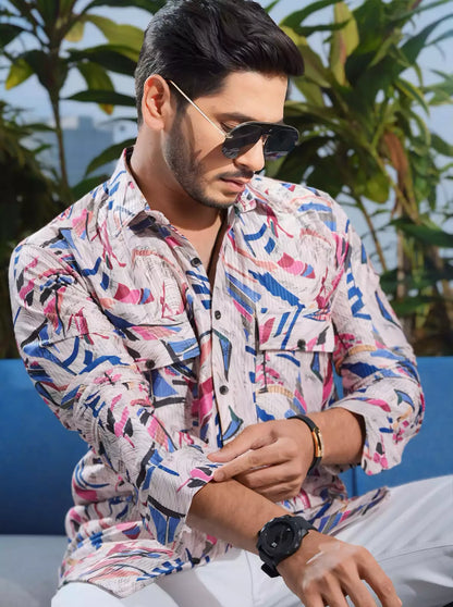 Multicolor Double Pocket Designer Shirt