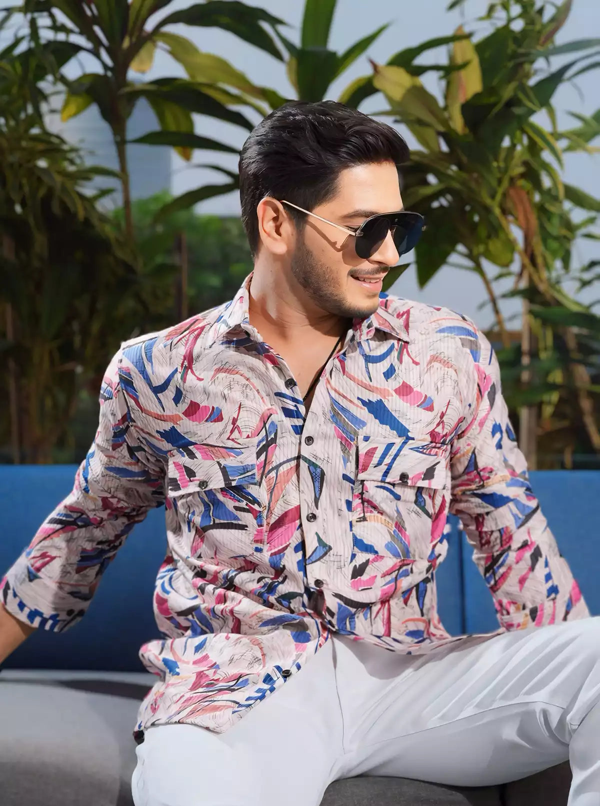 Multicolor Double Pocket Designer Shirt