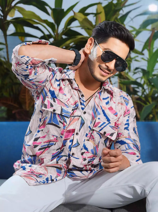 Multicolor Double Pocket Designer Shirt