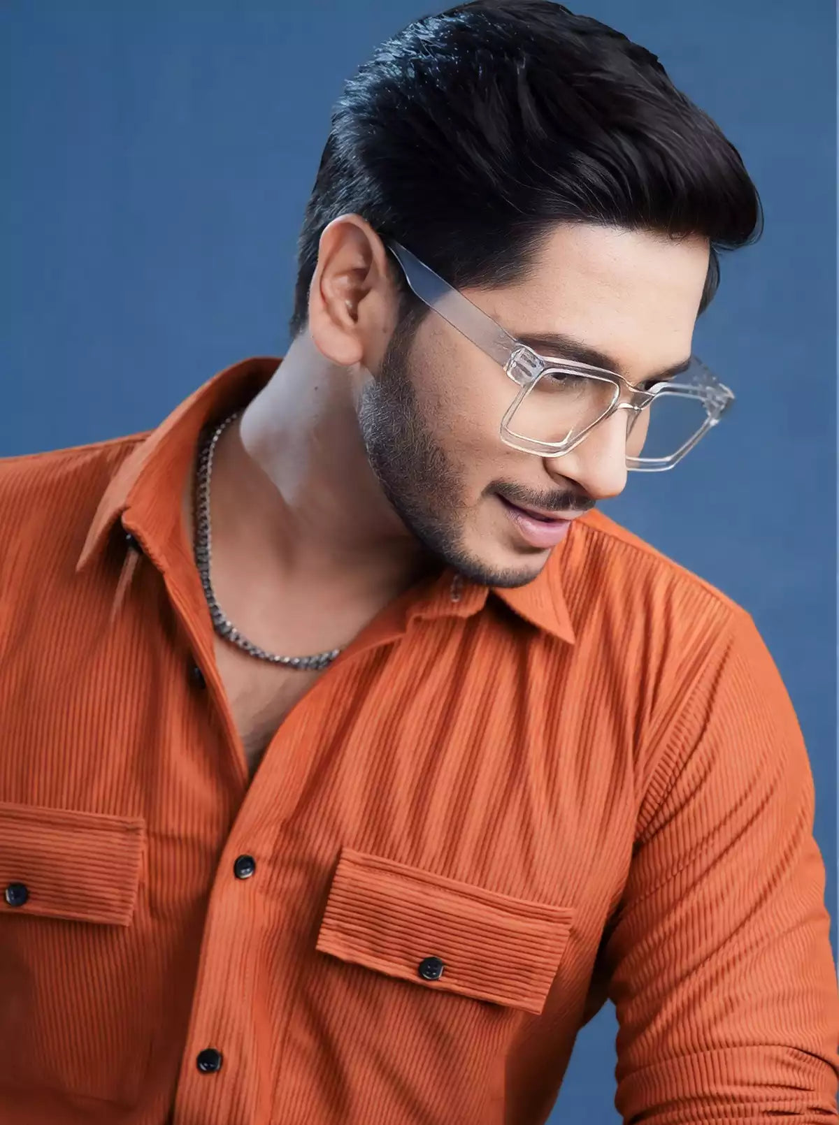 Orange Double Pocket Designer Shirt