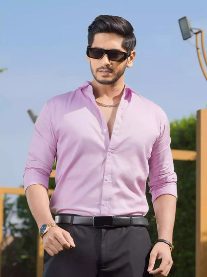Light Pink Printed Designer Shirt