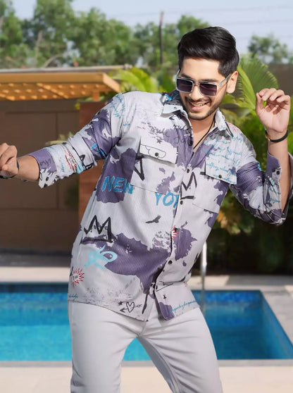 Purple Double Pocket Designer Shirt