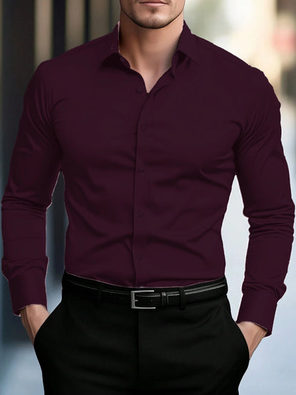 Dark Maroon Office Wear Shirt