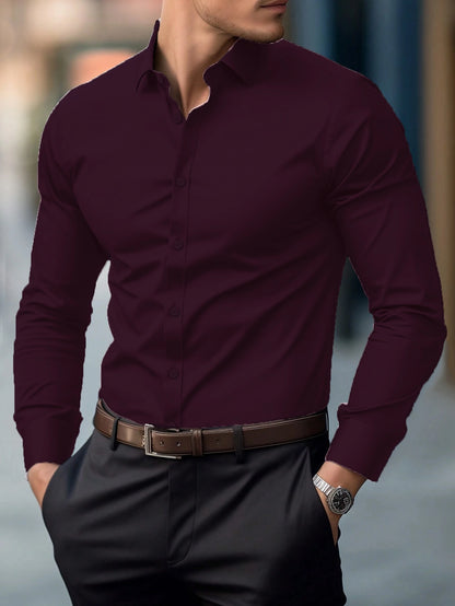 Dark Maroon Office Wear Shirt
