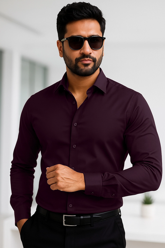 Dark Maroon Office Wear Shirt